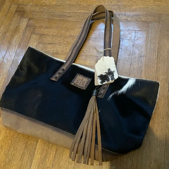 STS Ranchwear Classic Cowhide Tote Ladies Leather Zip Multi-Color - Picture 1 of 13